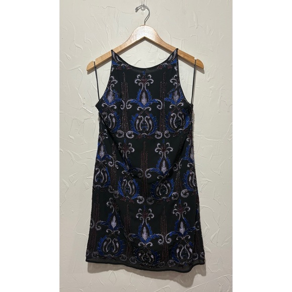 NWT Franchesca’s “Celeste” black beaded sleeveless mini dress (small) - Picture 2 of 7